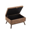 Racxily Mid-Century Modern Ottoman - Multi-Functional Storage Coffee Table Bench, Solid Wood, Linen, Brown Legs (Living Room/Entryway) - 3 of 4