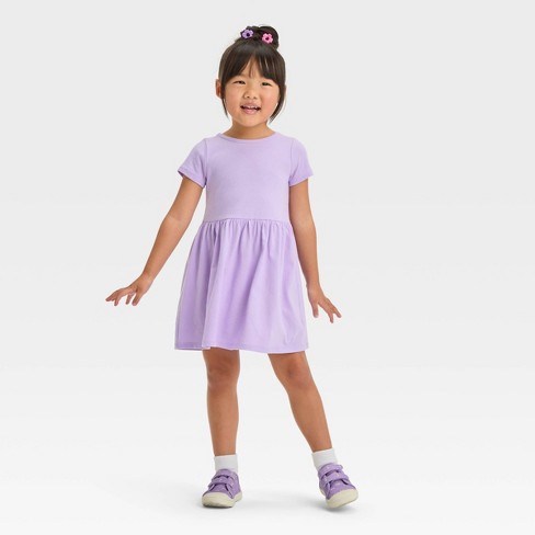 Toddler Girls Short Sleeve Dress Cat Jack Lavender Target