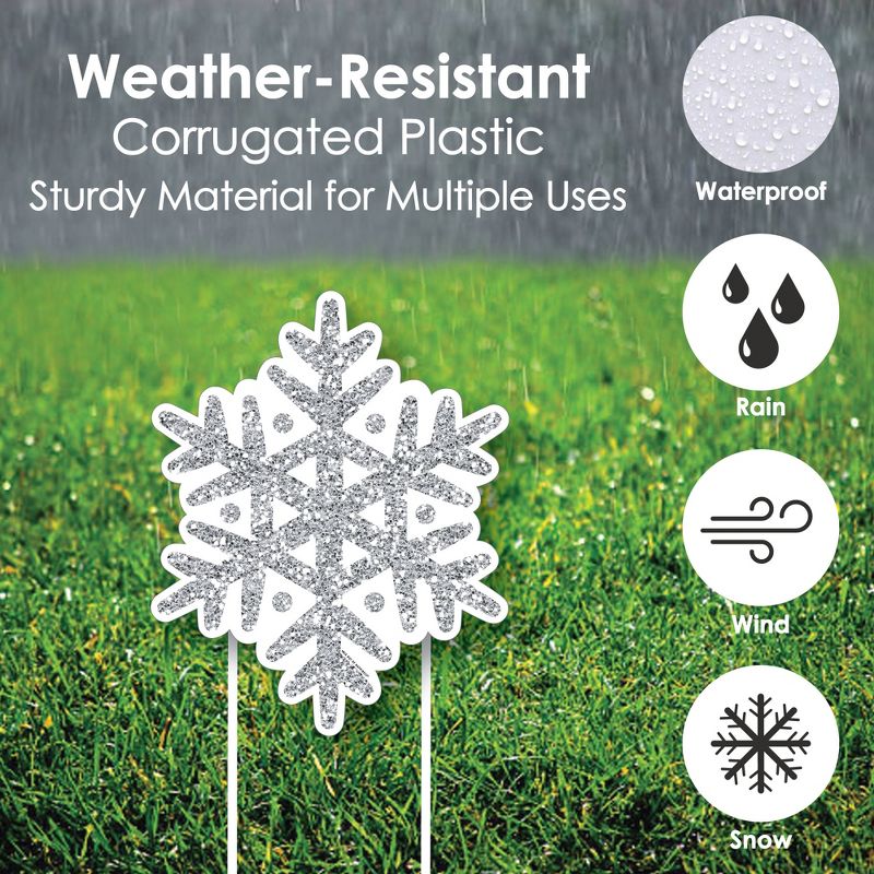 Big Dot of Happiness Winter Wonderland - Outdoor Lawn Sign Decorations with Stakes - Snowflake Holiday Party & Winter Wedding Yard Display - 3 Pieces, 3 of 8