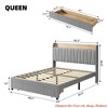 Upholstered Bed Frame w/ Storage Headboard,Platform Bed Frame w/ Storage Drawers, Charging Station No Box Spring Needed - 2 of 4