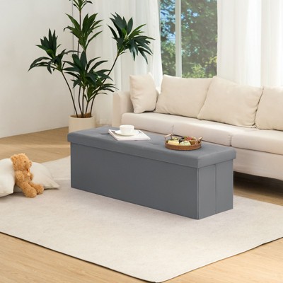 LUSIMO 43" Velvet Storage Ottoman Toy Chest Footstool For Bedroom Living Room