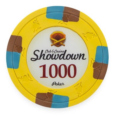 Slickblue 25-Pack Showdown 13.5g Poker Chips, Clay Composite, Sword & Spade Mold, Two-Tone Edge, $0.25-$25,000