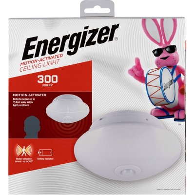 Energizer 300 Lumens Indoor LED Ceiling Fixture Motion Sensing Ceiling Lights White: Cordless Closet Light Fixture