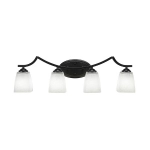 Toltec Lighting Zilo 4 - Light Vanity in  Matte Black with 4.5" Square White Muslin Shade - 1 of 1