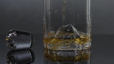 Viski Globe Etched Glass Whiskey Decanter with Wooden Stand