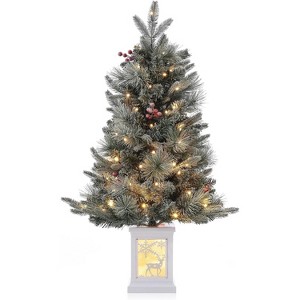 3-foot fiber optic artificial Christmas tree with frosted finish, 78 LED lights, 8 modes, perfect for holiday decorating - 1 of 4