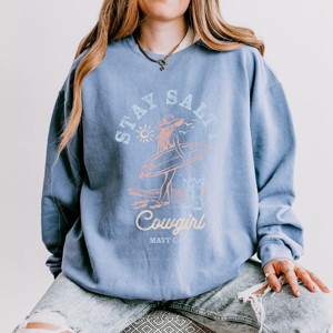 Simply Sage Market Stay Salty Cowgirl Lightweight Garment Dyed Sweatshirt - 1 of 4