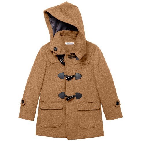 Isaac Mizrahi Boy s Ct1004 Solid Wool Toggle Coat With Removable Hood Tan 8 Target