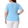 Agnes Orinda Women's Plus Size Color Block Square Neck Short Sleeve Slim Fit Knit Casual T-Shirt - 4 of 4