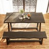 Famapy Modern Dining Table & Bench Set: Wave - Shaped Wood - Like Top, Sturdy Metal Legs – Elevate Dining Spaces - 3 of 4
