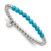 Chisel Stainless Steel Polished 6mm Synthetic Turquoise Beaded Stretch Bracelet - 2 of 4