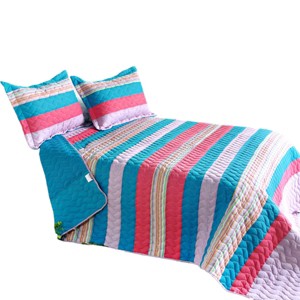 Slickblue Full/Queen, Cozy Hand-Stitched Reversible Quilt and Shams, Quilt Set, TC Fabric, Stripes, 3 Colors, 3 Piece - 1 of 4