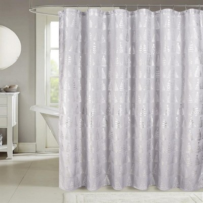 RT Designers Collection Christmas Forest Foil Shower Curtain 70" x 72" Grey/Silver