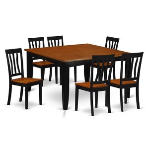 HomeStock 7-Piece Square Black & Cherry Finish Solid Wood Top Dining Table with 6-Chairs - 1 of 4