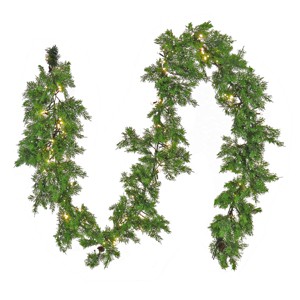 9' Prelit Cedar Garland Warm White Lights - National Tree Company - 1 of 4