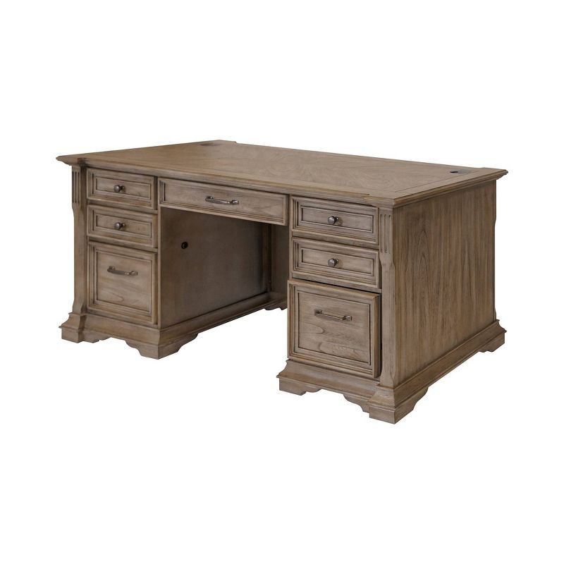 Bristol Traditional Wood Double Pedestal Executive Desk Light Brown - Martin Furniture, 3 of 11