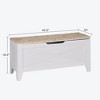 VECELO 18/30/43" Storage Ottoman Wooden Bench with Wicker-Knot Cushions Toy Box Organizer with Safety Hinges Charcoal Gray/White - 2 of 4