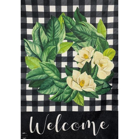 Briarwood Lane Magnolia Wreath Burlap House Flag Welcome Floral 2 - image 1 of 4