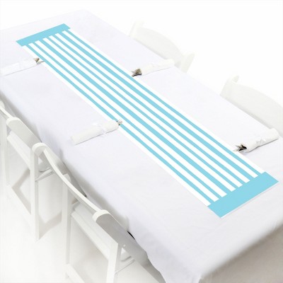 Big Dot of Happiness Blue Stripes - Petite Simple Party Paper Table Runner - 12 x 60 inches