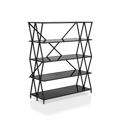 57.63" Werrin 5 Shelves Large Metal Display Bookshelf Black - miBasics