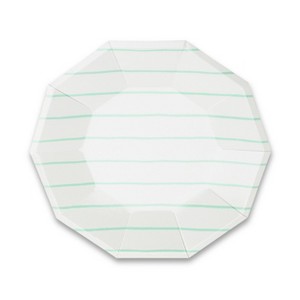 Daydream Society - Mint Frenchie Striped Large Plates - Pack of 8 Paper Plates - 1 of 1