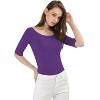 INSPIRE CHIC Women's Half Sleeves Scoop Neck Fitted Layering Soft T-Shirt - 3 of 4