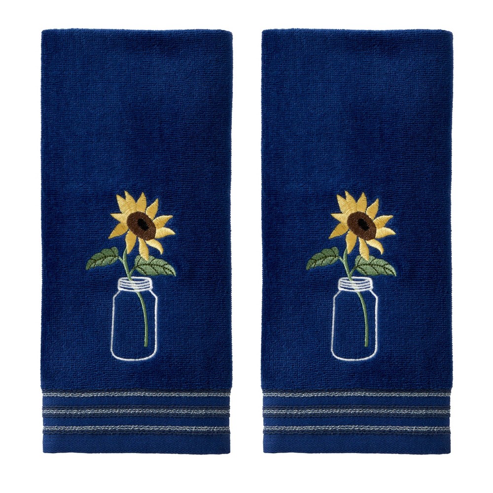 Photos - Towel 2pk Sunflower in a Jar Hand  Blue - SKL Home