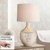 360 Lighting Modern Table Lamp 28" Tall with USB Charging Port Mercury Glass Off White Drum Shade for Bedroom Living Room House Home Bedside Office - 2 of 4