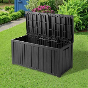 Wooakway 180 Gallon Waterproof All-Weather Storage Box Deck Box Indoor and Outdoor Use Black/Brown - 1 of 4