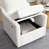 Swivel Arm Accent Chair for Living Room, Navy Upholstered Reading Chair with Storage, USB and Type-C Charging, Chenille Fabric-The Pop Home - 4 of 4