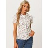 INSPIRE CHIC Women's Summer Peter Pan Collar Button Front Vintage Floral Print Blouse - 3 of 4