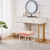 SEVOBAL Ottomans and Benches Upholstered Vanity Footstool Soft Padded Seat with Metal Legs Modern Makeup Stool for Bedroom, Pink, 42.00"*34.00"*17.00" - 2 of 4