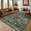 8x10 Green Vintage Floral Washable Area Rug – Ultra-Thin Non-Slip Stain-Resistant Carpet for Living Room, Bedroom, Office, Playroom - 3 of 4