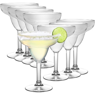 Clear Tritan Unbreakable Stemmed Margarita Glasses Set of 8
