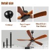 Wanze of Ocean 60 in. Modern Black Noiseless Solid Wood Brown 5 Blades Downrod Mount Ceiling Fan with 3 Downrods and Remote - 4 of 4