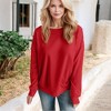 Amaryllis Women's Oversized Fleece-Lined Pullover Sweatshirt with Ribbed Cuffs and Hem - 3 of 4