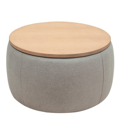 GlasFlength Ottomans and Benches Round Storage Portable Ottoman with Dual Function Fashion Design for Living Spaces, Gray, 25.83"*25.83"*16.83"