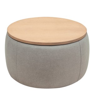 GlasFlength Ottomans and Benches Round Storage Portable Ottoman with Dual Function Fashion Design for Living Spaces, Gray, 25.83"*25.83"*16.83" - 1 of 4