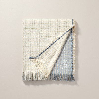 Colorblock Woven Throw Blanket Tan/Blue - Hearth & Hand™ with Magnolia