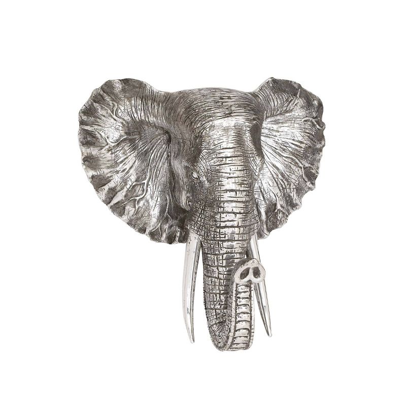 Eclectic Polystone Elephant Wall Decor Silver - Olivia &#38; May, 1 of 18