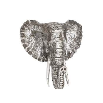 Eclectic Polystone Elephant Wall Decor Silver - Olivia & May