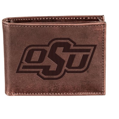 Evergreen NCAA Oklahoma State Cowboys Brown Leather Bifold Wallet Officially Licensed with Gift Box