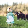 The Queen's Treasures 18 Inch Green Calico Prairie Dress, Apron, and Bonnet - 3 of 4