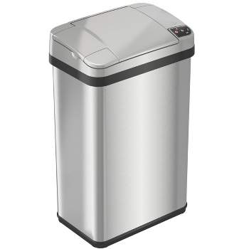 Itouchless Rolling Sensor Kitchen Trash Can And Recycle Bin With Wheels 16  Gallon Silver Stainless Steel : Target