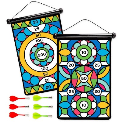 Hearthsong - Double-sided Magnetic Canvas Kids' Target Game For Portable  Play, Includes Six Magnetic Darts - Geometric : Target