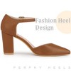 BLISSFUL STEP Women's Ankle Strap Pointy Toe Chunky Heel Pumps - 4 of 4