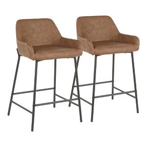 Contemporary Fixed-Height Counter Stool (Set of 2) with Padded Seat and Backrest - 1 of 4