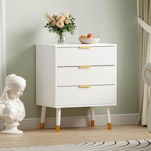 Garvee 3-Drawer Metal Dresser with Polished Finish, Space-Saving Modern Organizer for Bedroom, Living Room, Hallway – 28.5" x 23.6" x 15.4" - 1 of 4