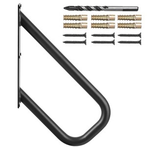 VEVOR Handrails for Outdoor Steps, 18.9" Length 1.3"Pipe Wall Mount Safety Railings for 1-2 Steps, Stair Handrail with Matte Black Finished - 1 of 4