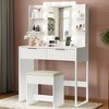 ChicFurnit Vanity Tables Makeup Vanity Desk Vanity Table Set Dressing Table with Square Mirror for Bedroom, White, 33.15"*15.6"*52.85" - 3 of 4